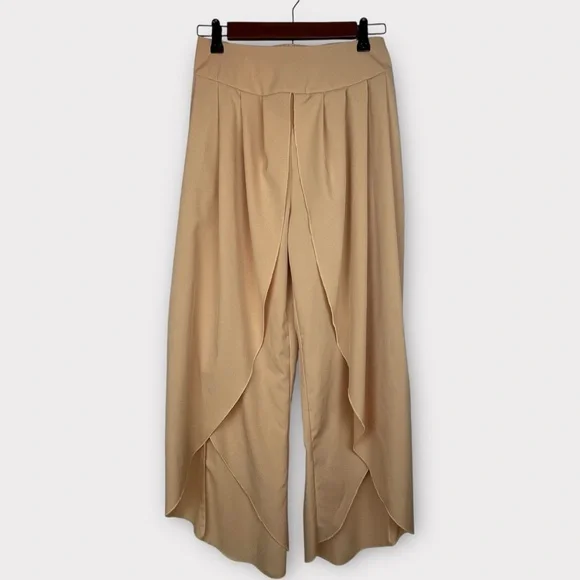 SHEIN Tulip Hem Wide-Leg Pants | Size Small | Beige | Palazzo Style - Picture 2 of 5